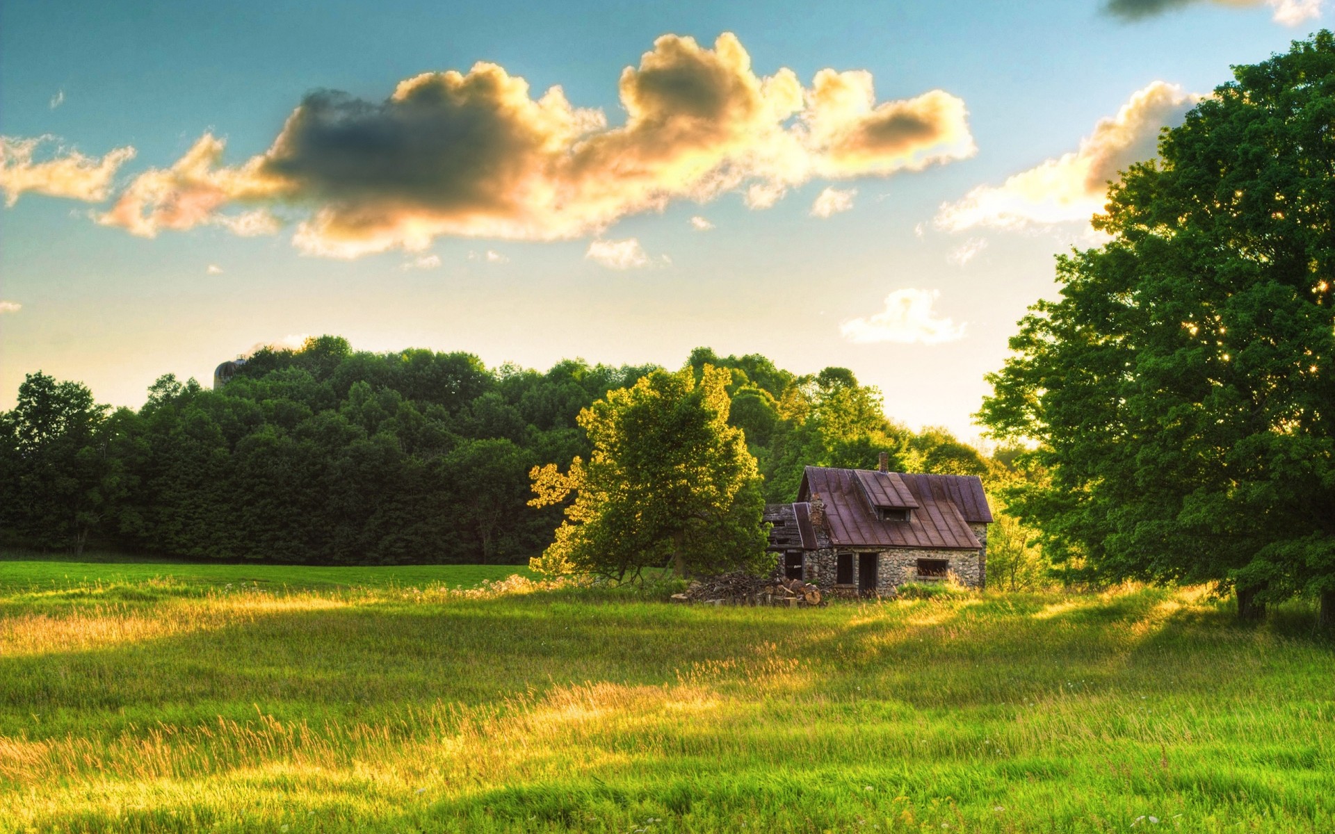 paysage rural paysage ferme nature herbe été champ agriculture campagne arbre pays grange foin soleil ciel extérieur bois coucher de soleil nuage arbres forêt