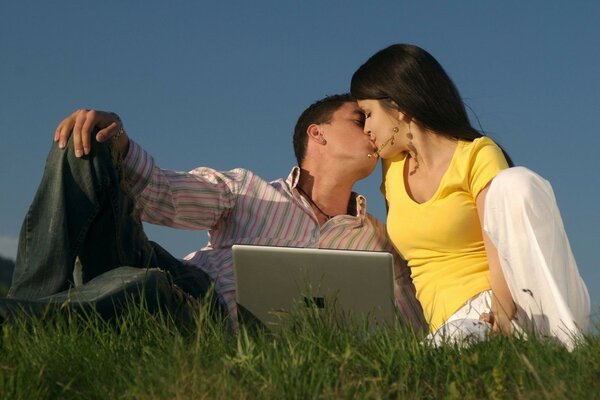 A couple in love in the open air