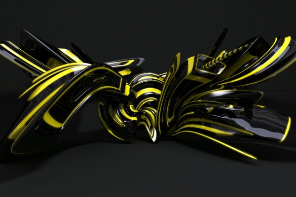 Abstract brooch in yellow and black