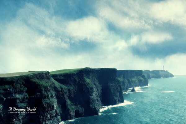 The beautiful cliffs by the sea are calm