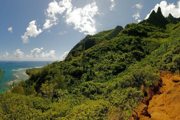 Travel along the coast along the beautiful mountains