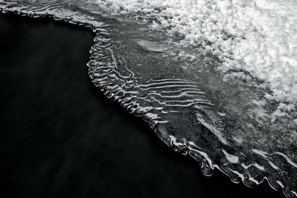 Monochrome landscape of the sea and the beach