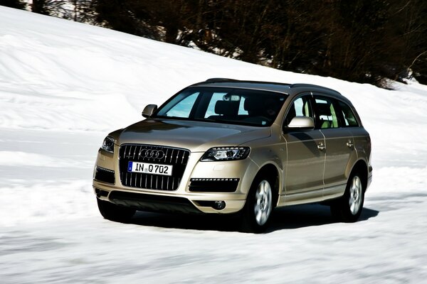 Audi-Auto fährt im Schnee