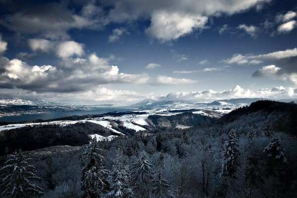 Winterlandschaft, Himmel, Schnee und Eis