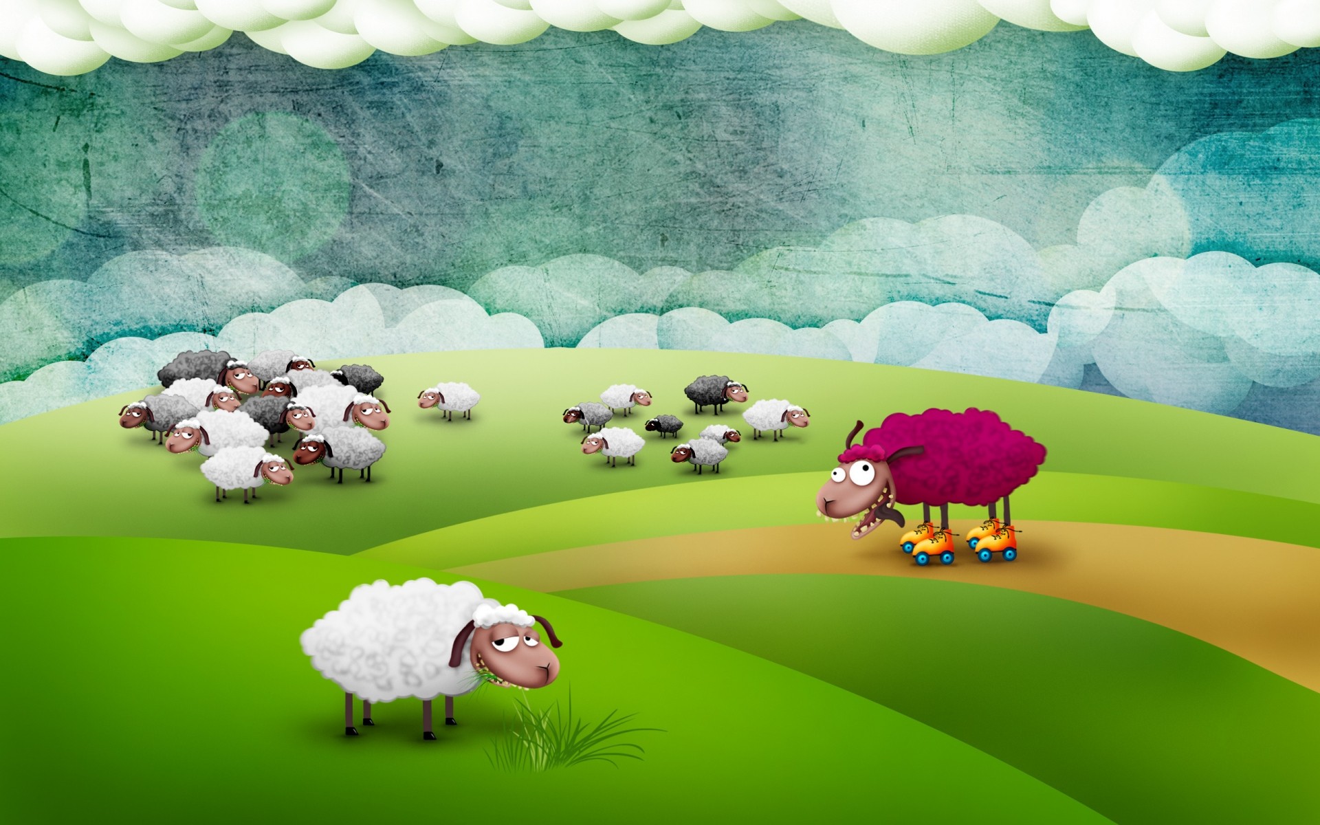 cartoons grass landscape nature outdoors travel summer sky field animals background