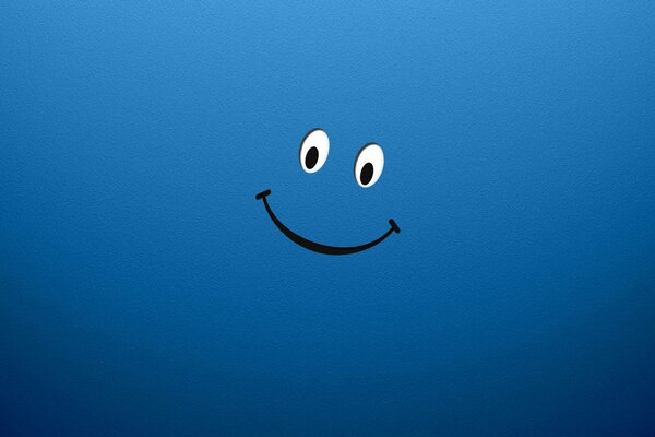 Smile with eyes on a blue background