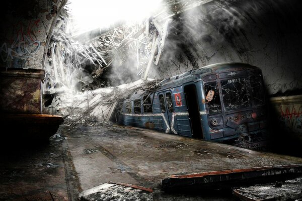 Train abandonné dans le métro