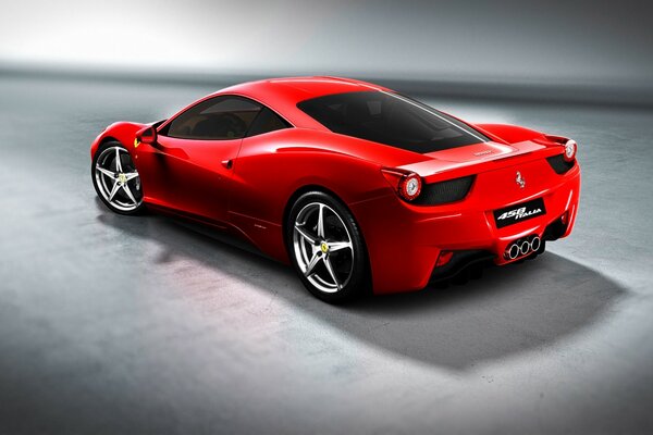 Rear view of the Ferrari red