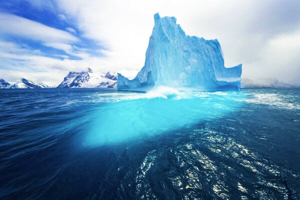 Beautiful glacier landscape on the ocean background