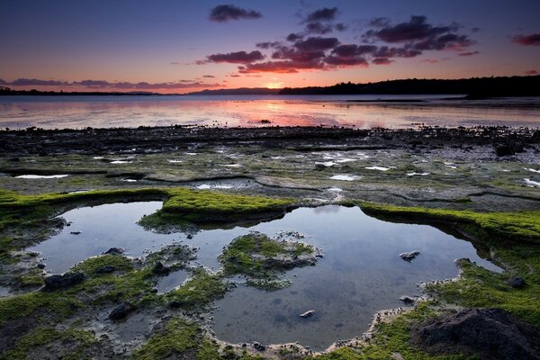 Sunset on the background of the sea, romance