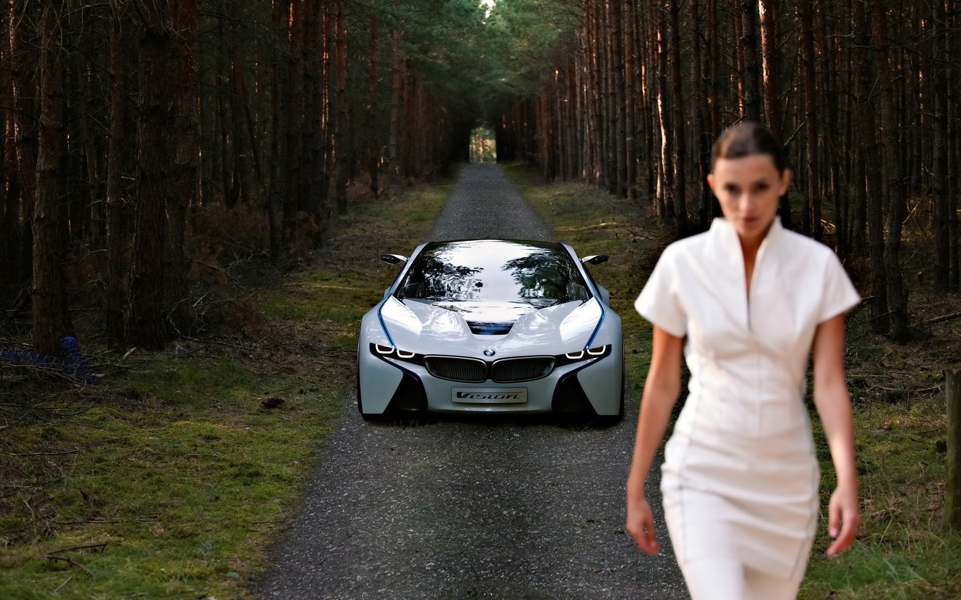 bmw adult outdoors landscape one woman car portrait bmw concept car bmw concept