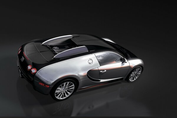 The Bugatti car is moving rapidly fast