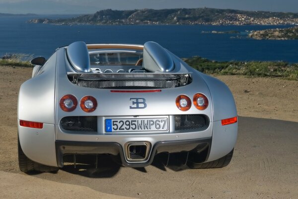 Photo of a Bugatti car from behind