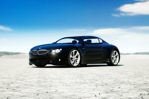 Coche de la marca BMW negro vista con el frente con el lado