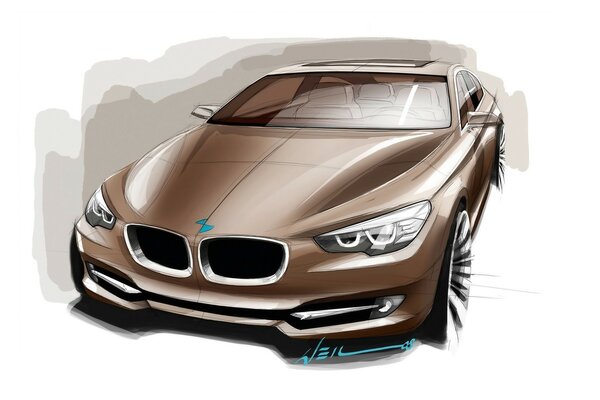 Dessin d une voiture BMW brune