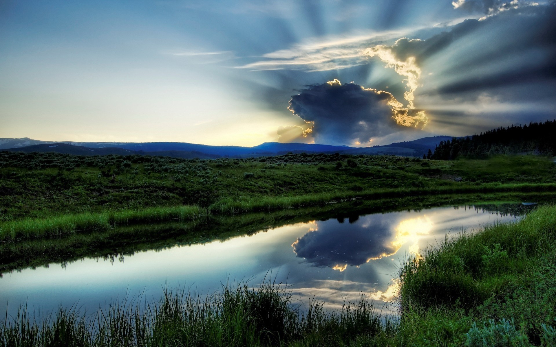 landscapes landscape dawn lake nature sunset water sky outdoors sun reflection grass fair weather summer green