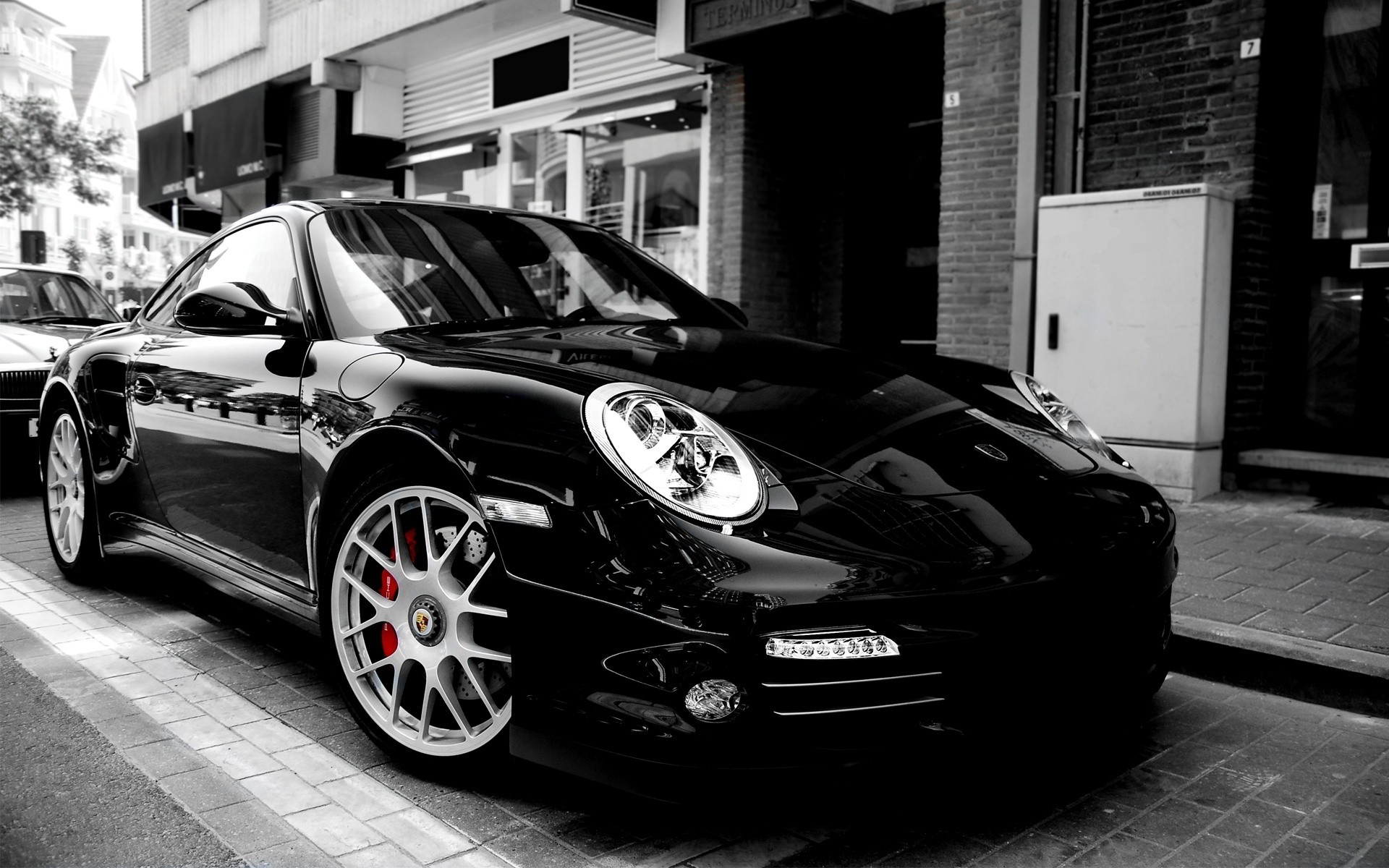 porsche automobile automobile automobile roues monochrome rue système de transport classique trottoir voitures