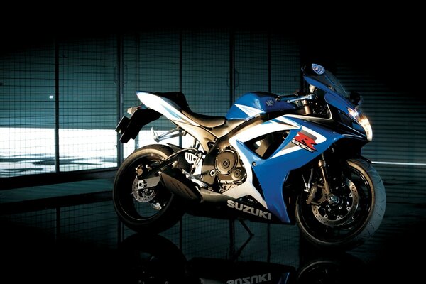 Suzuki racing motorcycle in the hangar