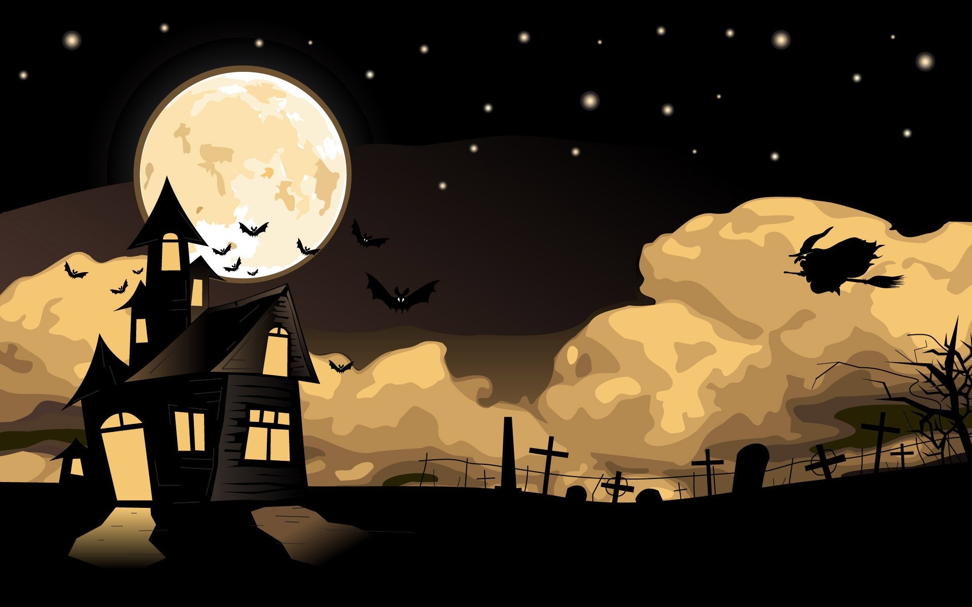 halloween moon illustration silhouette sky vector sun light landscape drawings house lilac