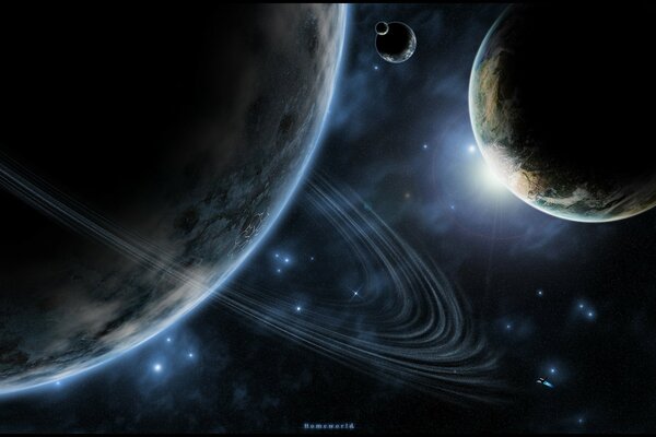 Animated image of the cosmos and different planets