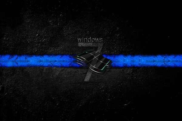 Windows 7-Desktop blau auf schwarzem Hintergrund