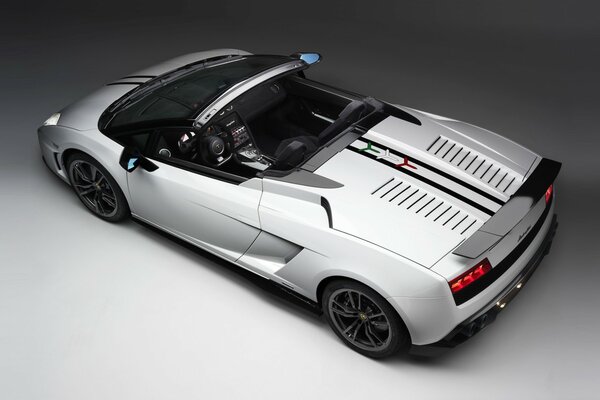 White lamborghini view from the top