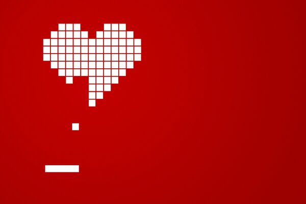 Corazón de mosaico blanco sobre fondo rojo