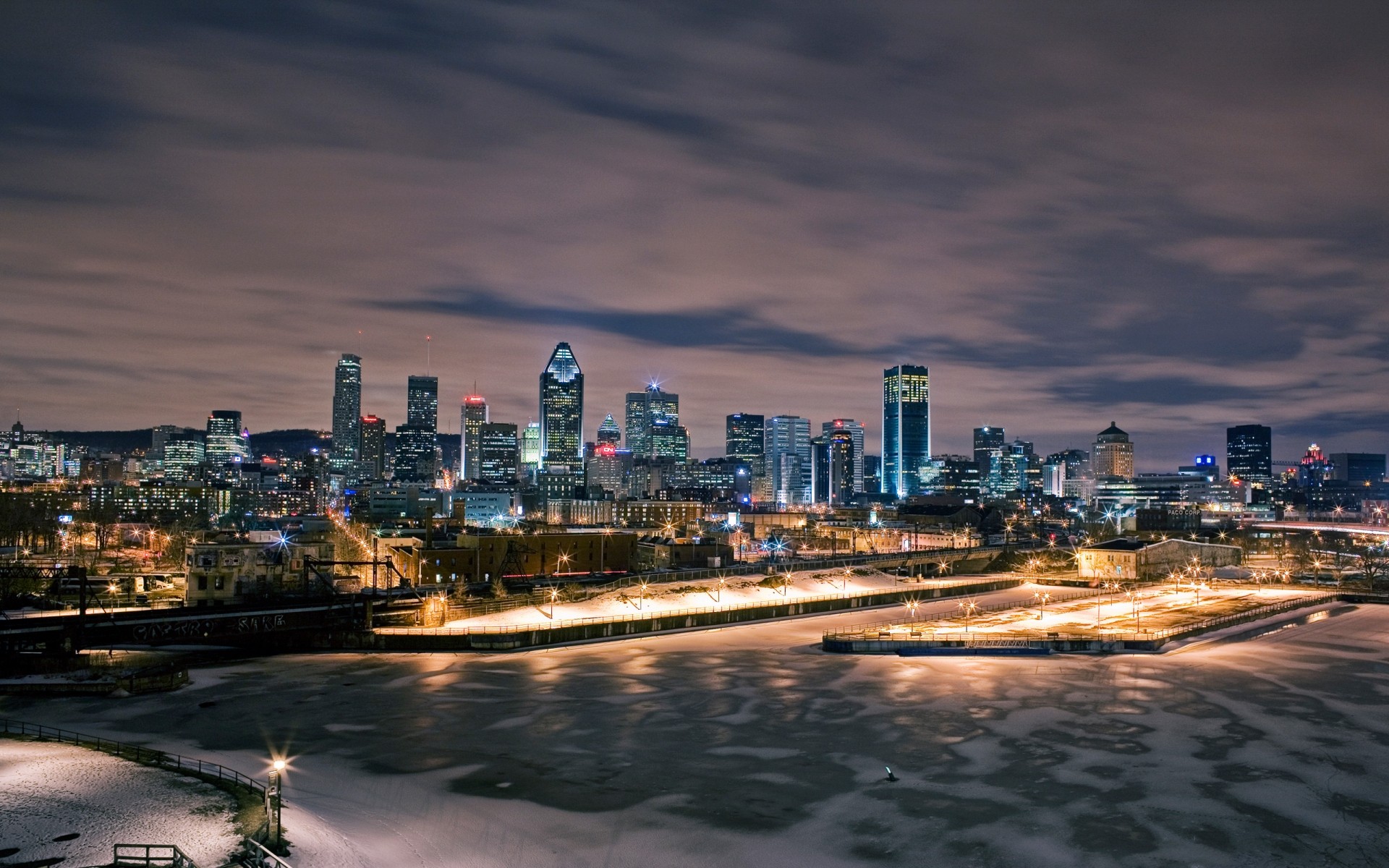 paesaggio città città skyline centro viaggi architettura grattacielo tramonto crepuscolo acqua cielo casa urbano sera fiume ponte traffico porto lungomare canada inverno