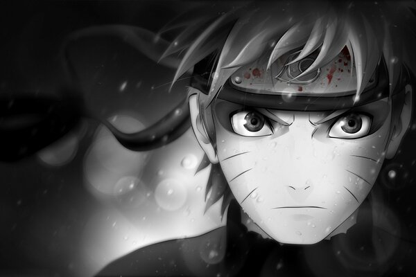 Anime, retrato de un Samurai en blanco y negro