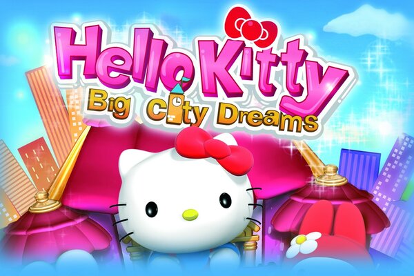 Illustration with Hello Kitty cartoon