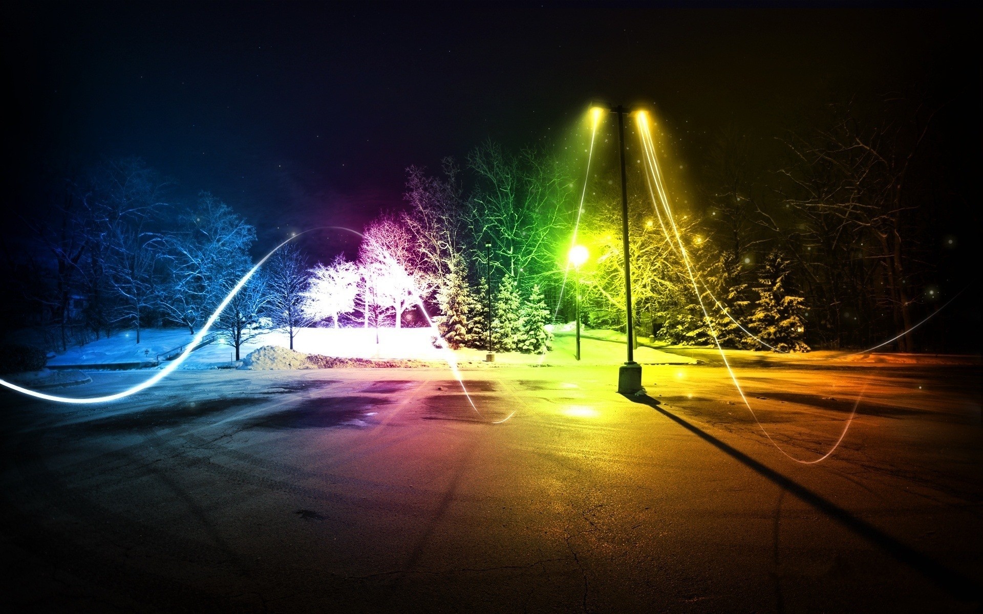 photo manipulation light blur evening street road motion dark city dusk illuminated background snow night winter