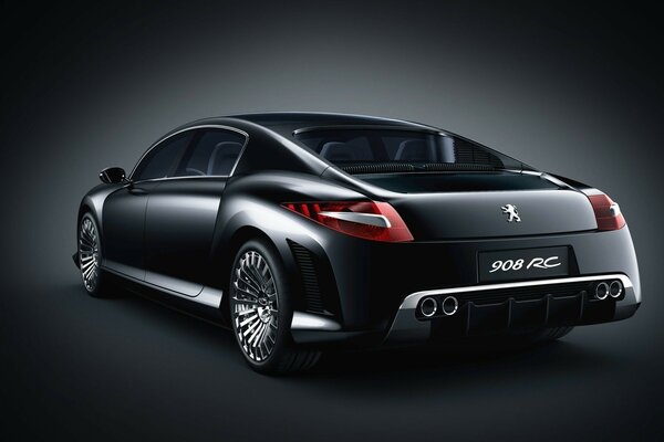 Black Peugeot on a gray-black background