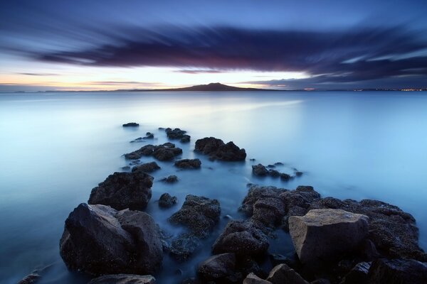 Misty haze over the sea at dawn