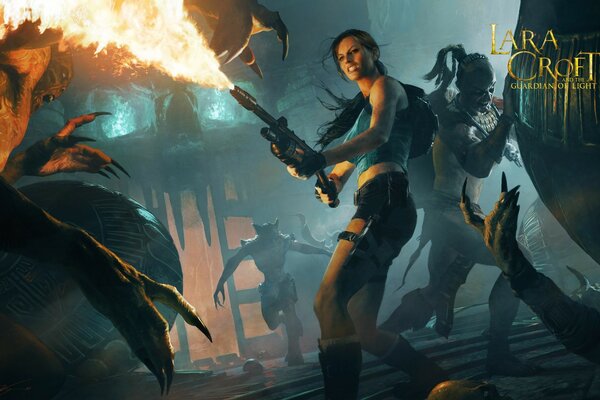 Lara Croft batalha com monstros