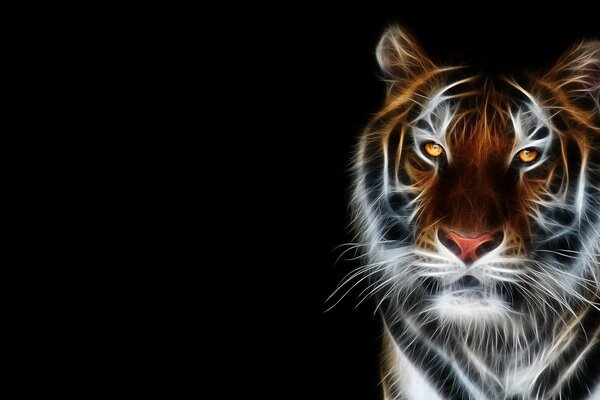 Ein Tiger mit heiligen Augen. Computergrafik