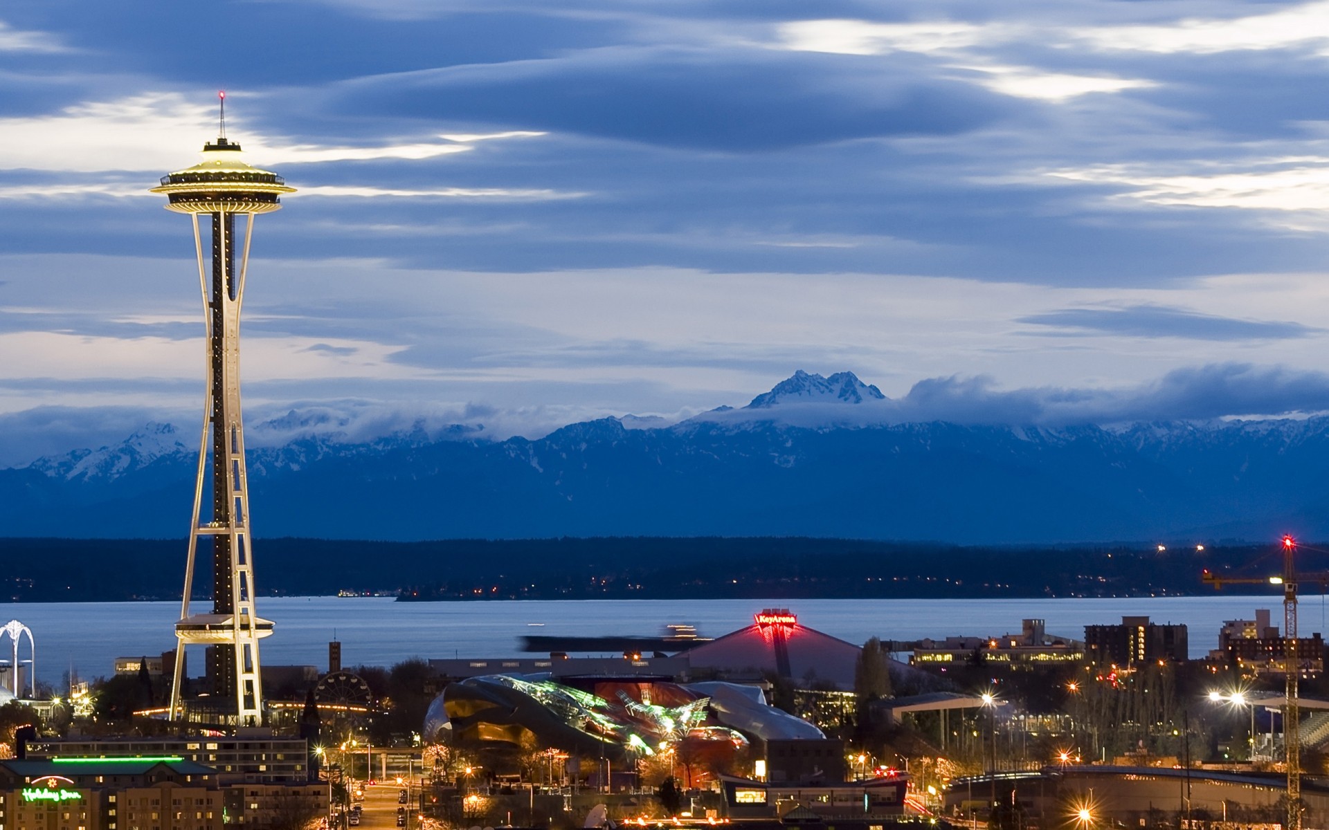 united states travel water architecture city sunset sky outdoors dusk evening cityscape sea building blue