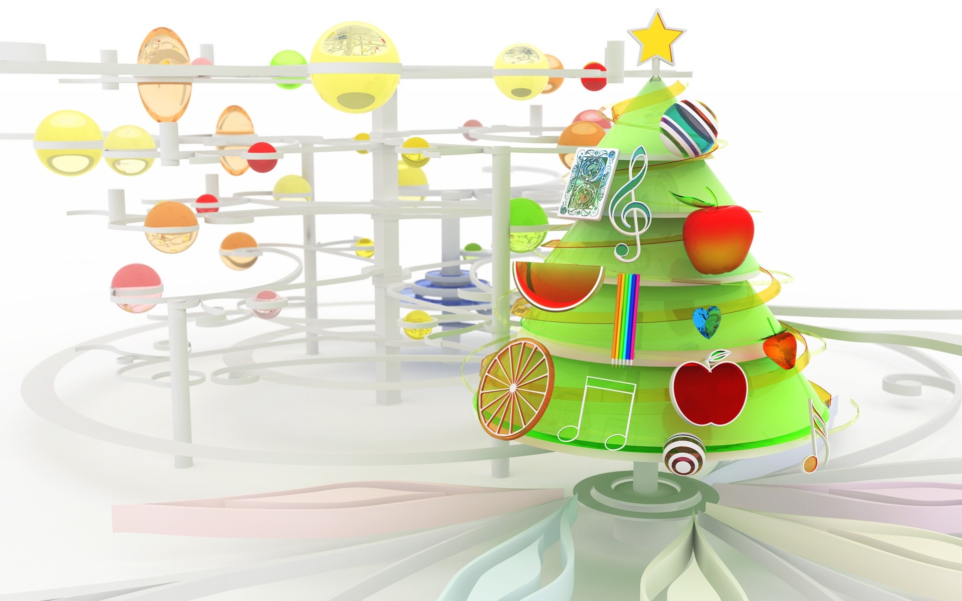 abstract illustration desktop christmas 3dmax 3d tree