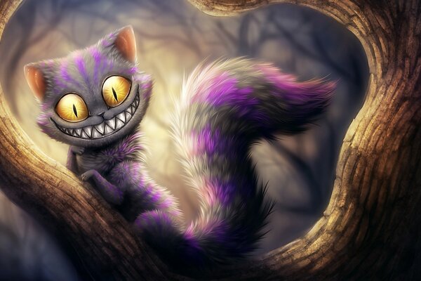 Chat de Cheshire avec de grands yeux