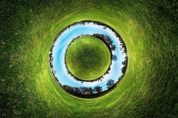 Fotografía abstracta de la naturaleza a través del ojo de pez