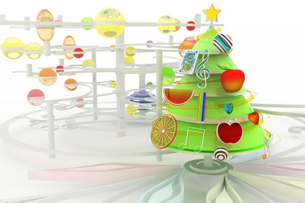 Christmas illustration with 3dmax abstraction