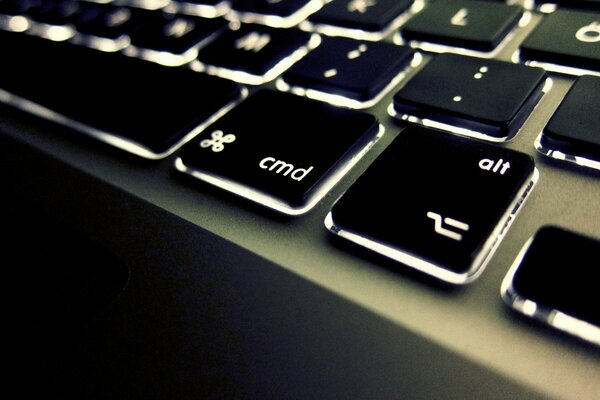 Illuminated black keyboard on the side