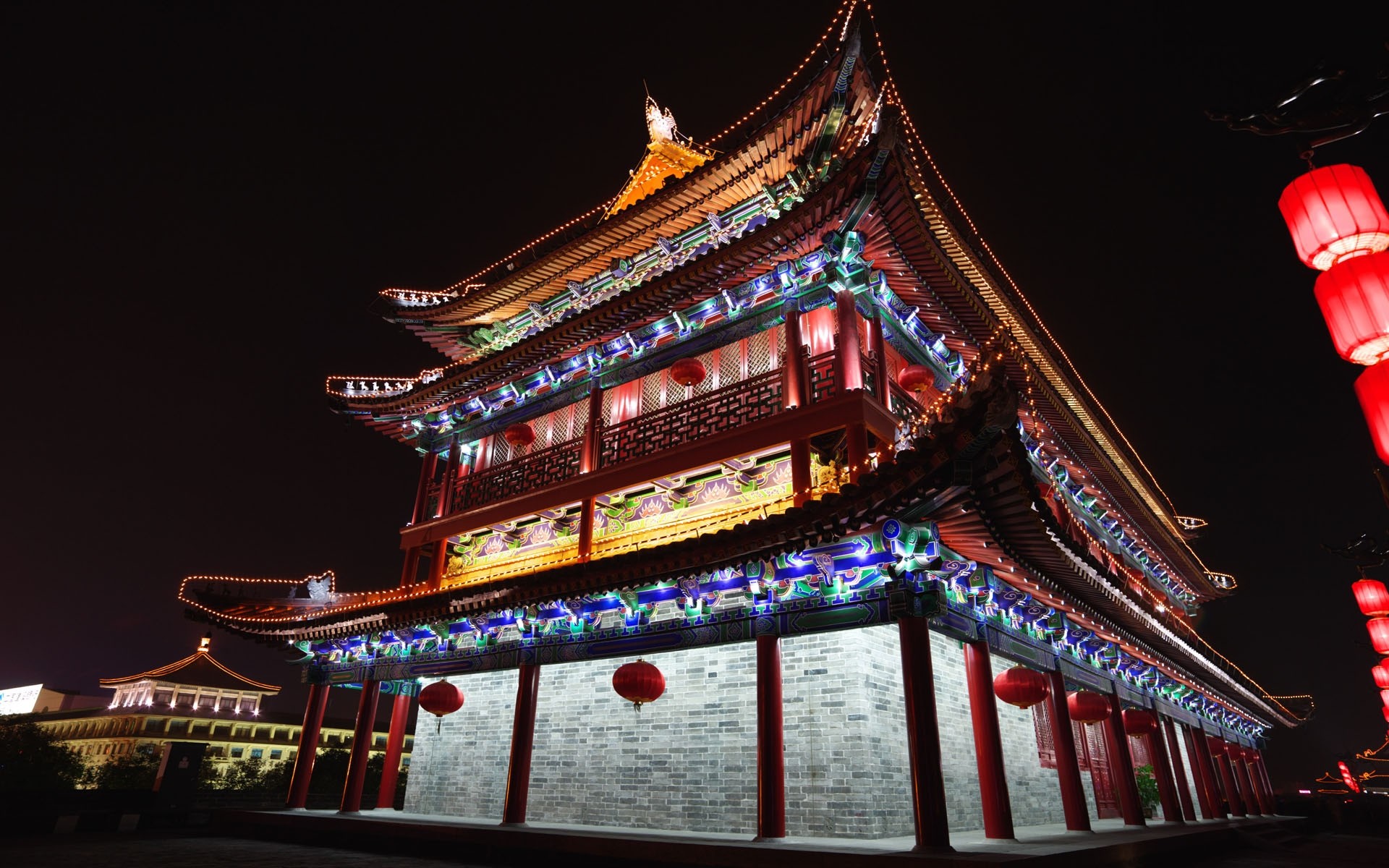 china templo viagens barraca pagode castelo luz ao ar livre festival arquitetura dragão retroiluminado