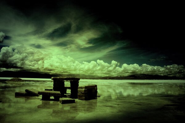 Stone structure on the seashore