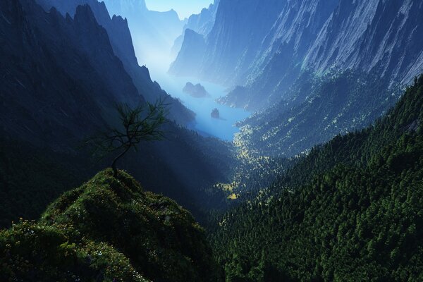 Rio de montanha no Desfiladeiro das montanhas