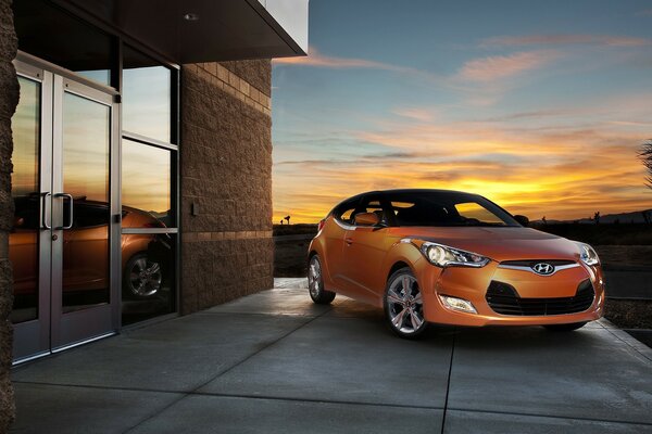 Car on the tile near the doors