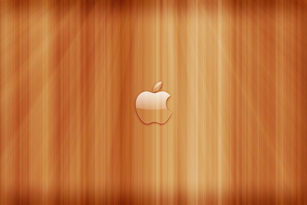 Logotipo de apple transparente sobre fondo de madera