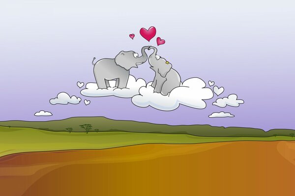Lindos elefantes apaixonados um pelo outro