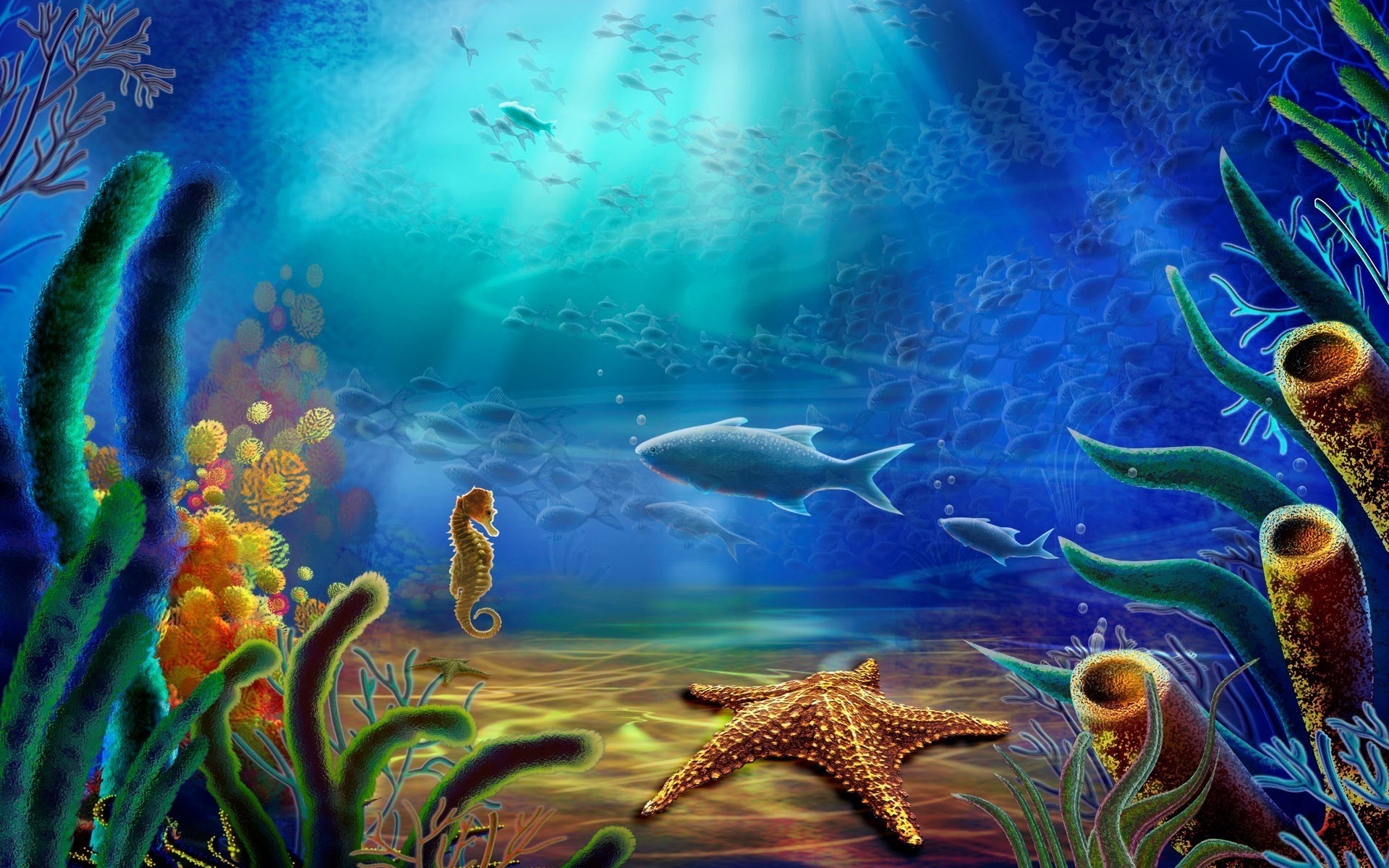 cartoons underwater fish coral water aquarium ocean reef sea diving swimming invertebrate deep world plants background wallpaper