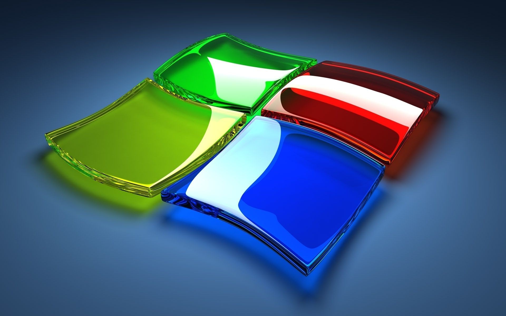 Логотип windows из стекла разных цветов. Обои для рабочего стола.