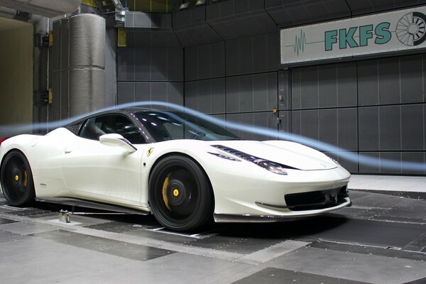 Ferrari aerodynamics in a wind tunnel